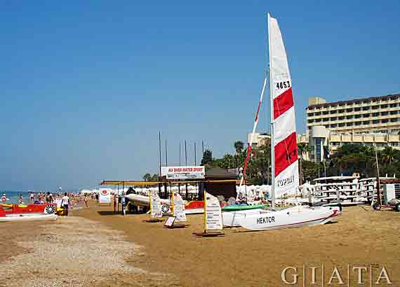 Strand in Side, Türkische Riviera, Türkei ( Urlaub, Reisen, Lastminute-Reisen, Pauschalreisen )